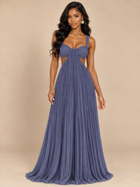 Butter Yellow Pleated Cutout Maxi Dress
