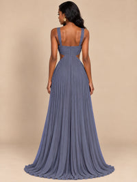 Butter Yellow Pleated Cutout Maxi Dress