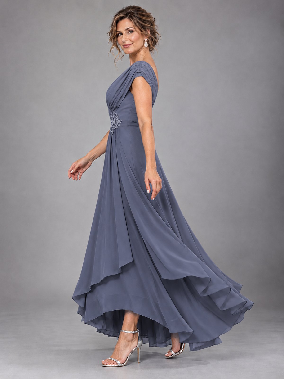 Cap Sleeve Chiffon A-Line Mother of the Bride Dress