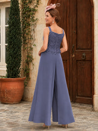 Elegant 3-Piece Chiffon Mother of the Bride Pantsuit with Floral Applique Jacket