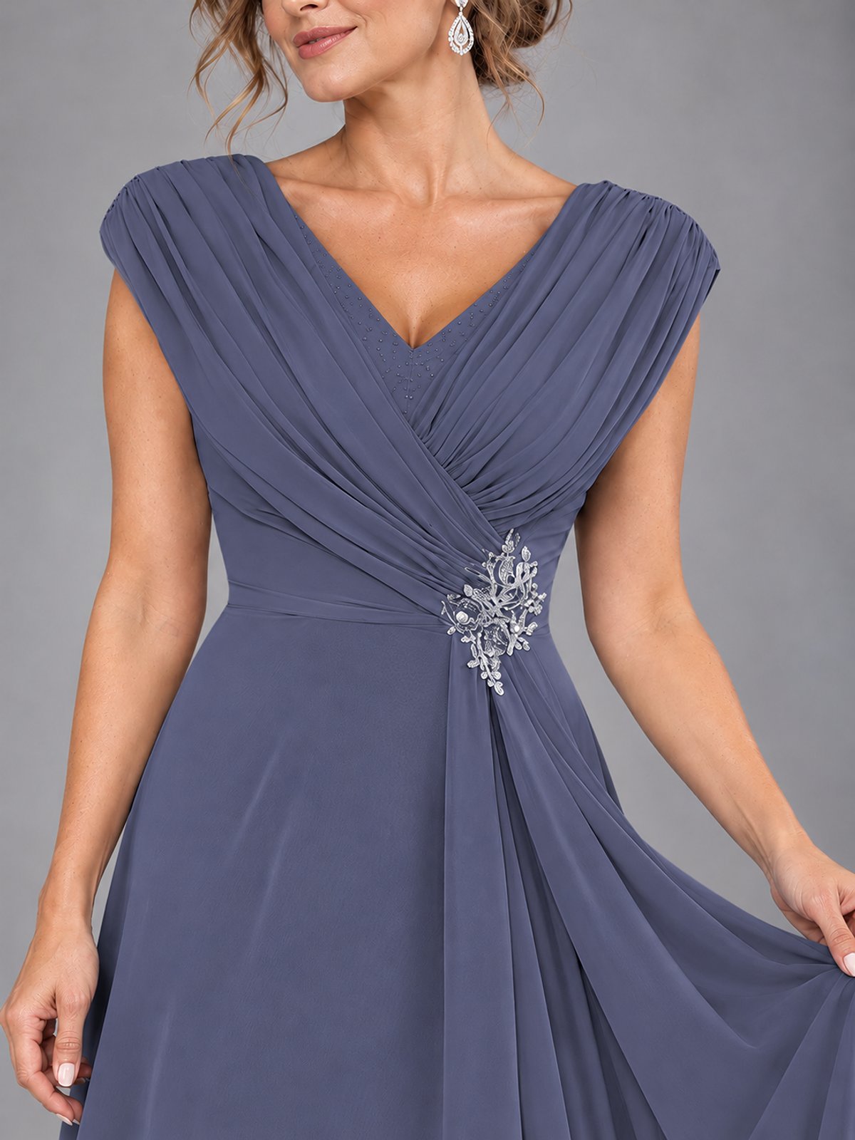 Cap Sleeve Chiffon A-Line Mother of the Bride Dress