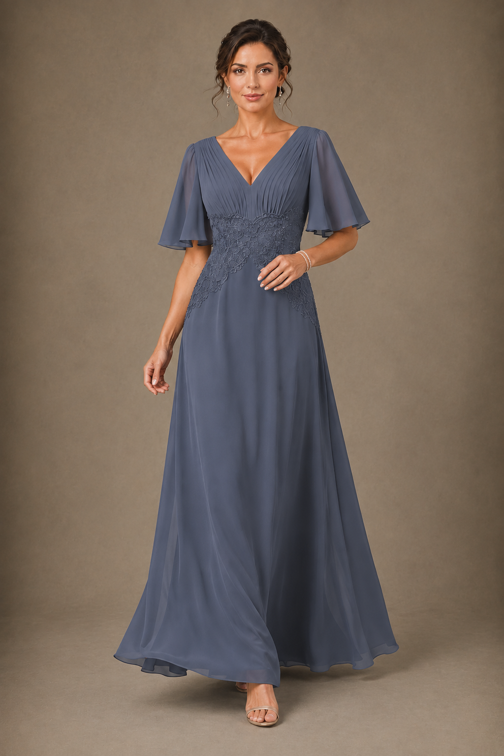 A-Line Chiffon Mother of the Bride Dress with Applique