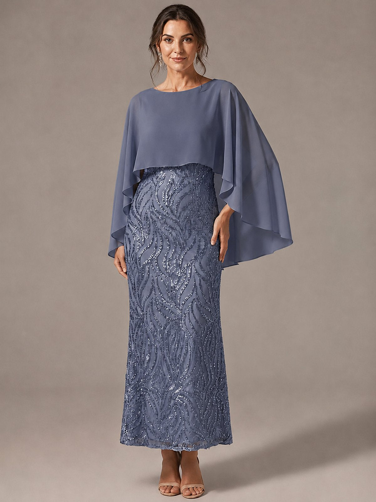 Light Blue Sequin 2 Pieces Mother of the Bride Dress