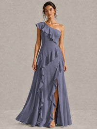 Sage Green One Shoulder Ruffle Bridesmaid Dress