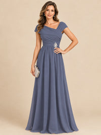 Cap Sleeve Mother of The Bride Dresses Long Chiffon Formal Gowns