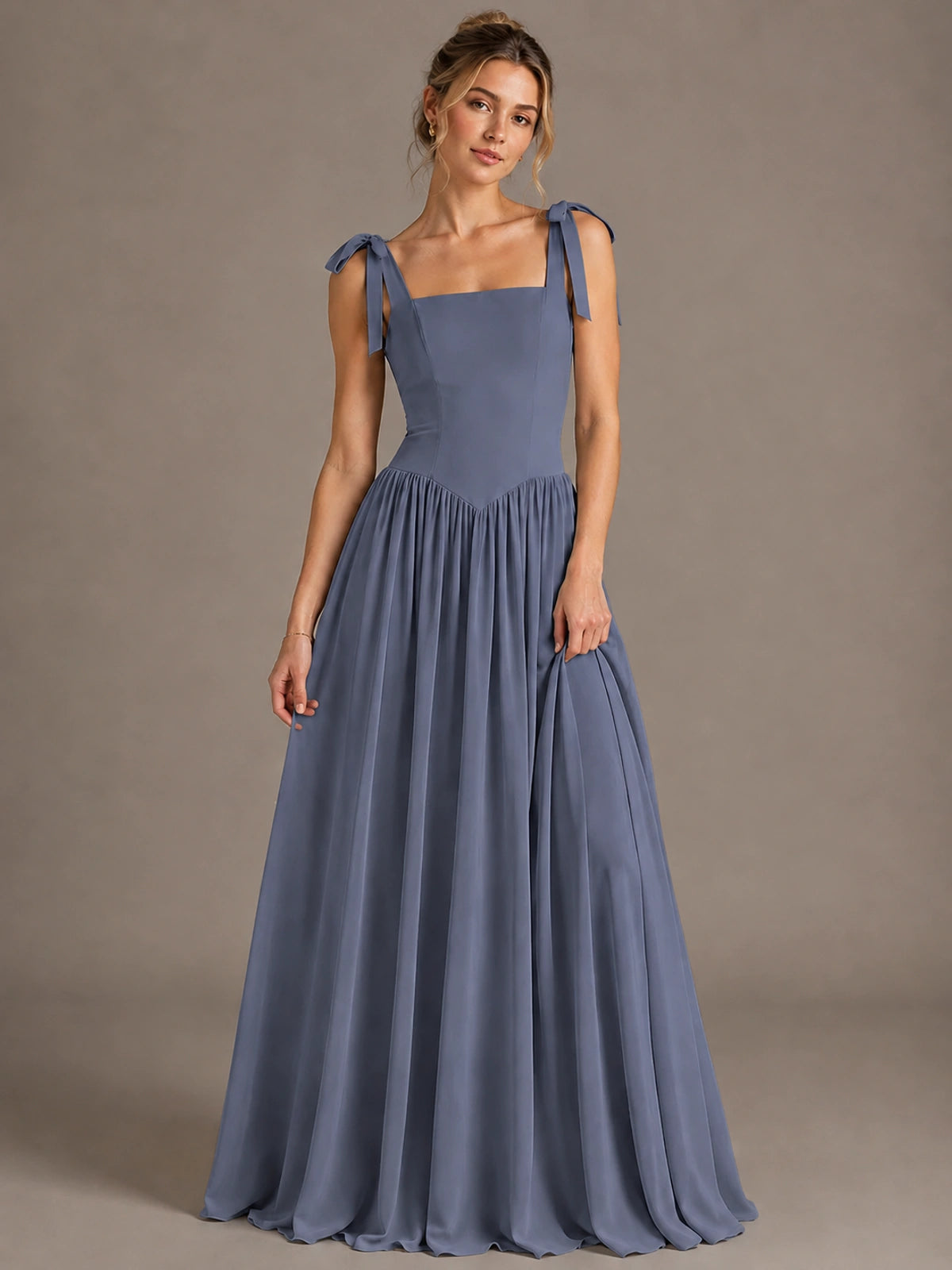 Square Neck A-Line Maxi Dress