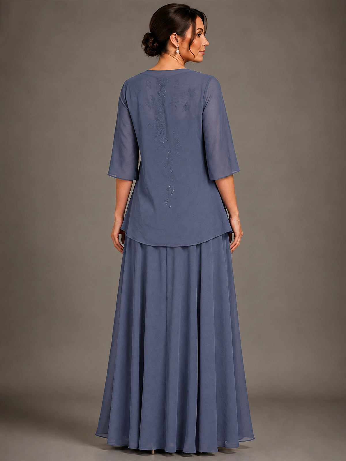 A-line 2 Pieces Chiffon Appliques Mother of The Bride Dresses with Jackets