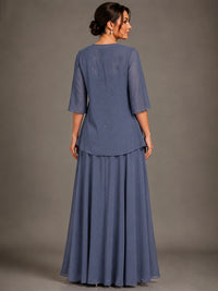 A-line 2 Pieces Chiffon Appliques Mother of The Bride Dresses with Jackets