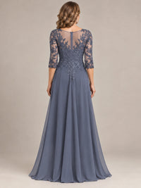 Sequin Lace A-Line Mother of the Bride Dress with 3/4 Sleeves