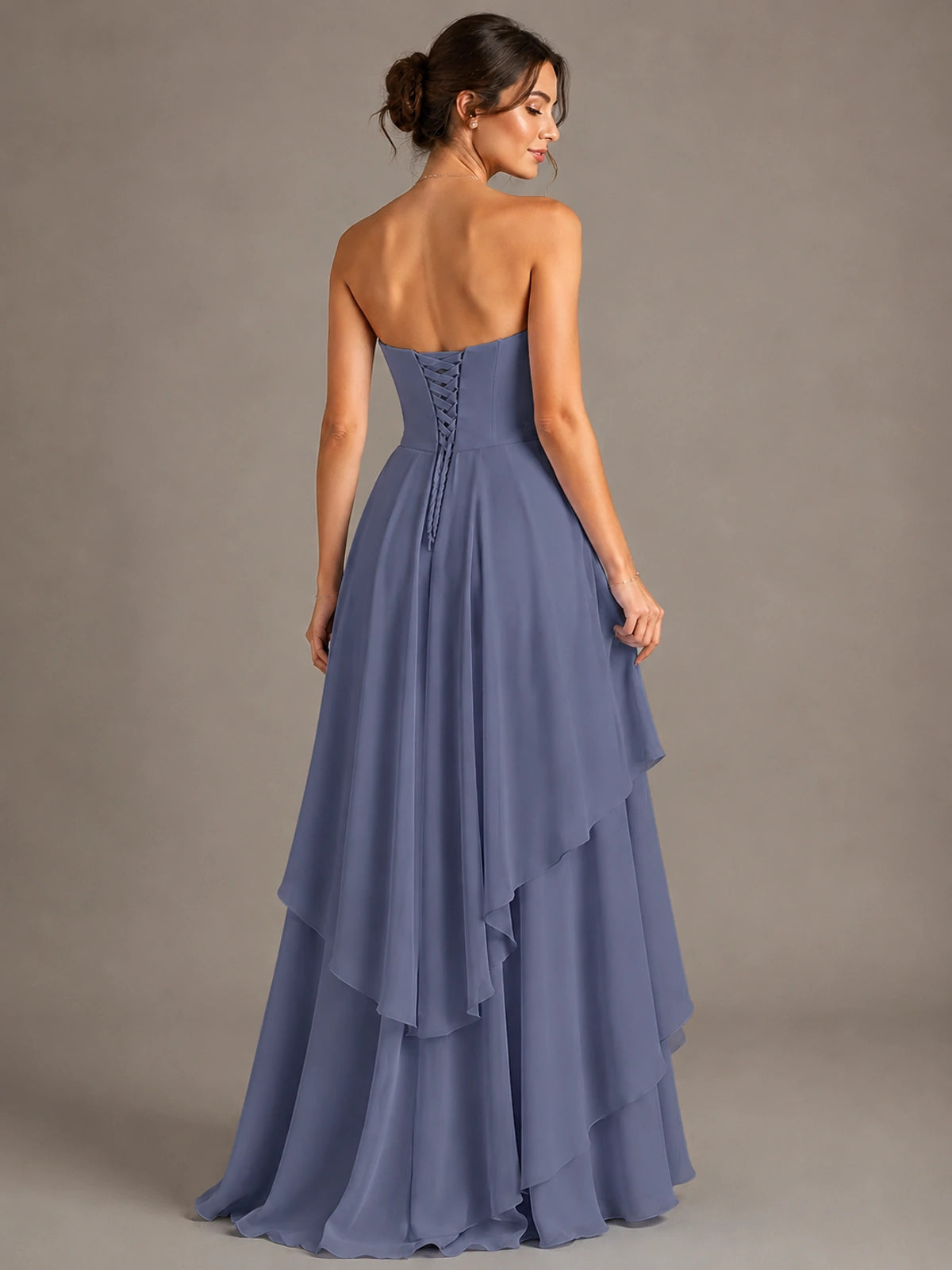 Strapless Ruffle A-Line Maxi Dress
