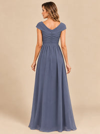 Cap Sleeve Mother of The Bride Dresses Long Chiffon Formal Gowns