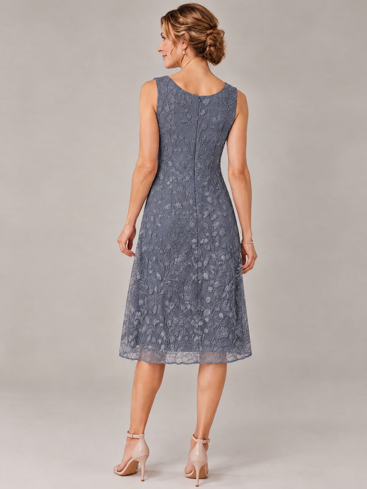 Tea Length Sequin Lace Mother of The Bride Dress with Chiffon Jacket