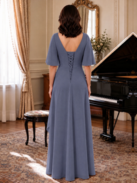 V-Neck Chiffon Lace Mother of the Bride Dresses