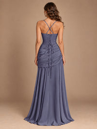 Butter Yellow Square Neck Ruched A-Line Prom Dress