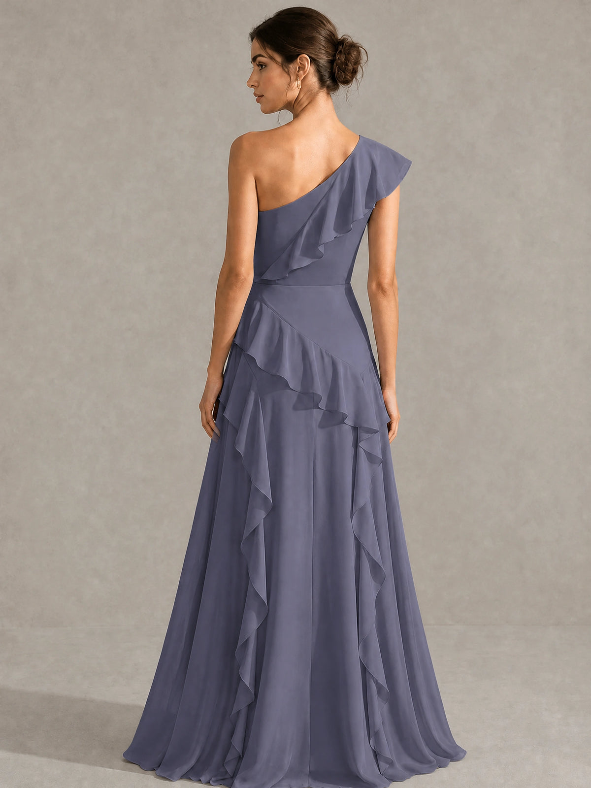 Sage Green One Shoulder Ruffle Bridesmaid Dress