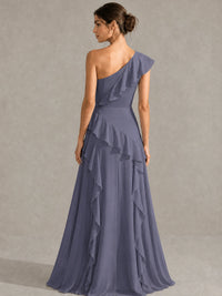Sage Green One Shoulder Ruffle Bridesmaid Dress