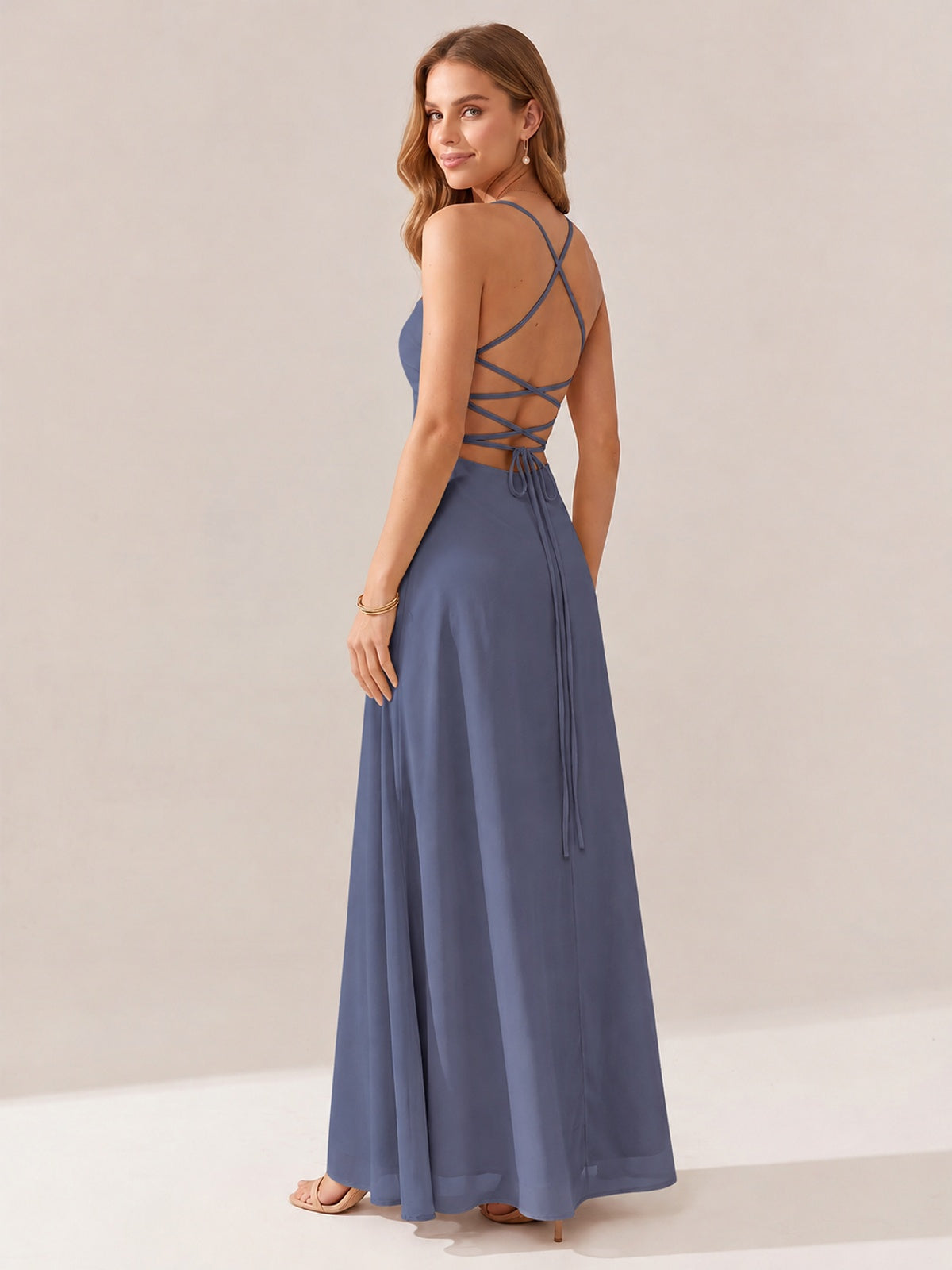 JOVELLEE Yellow Sweetheart Ruched Bust Chiffon Maxi Dress