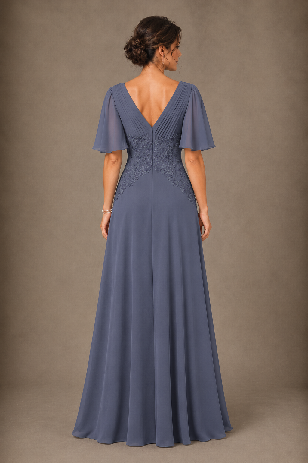 A-Line Chiffon Mother of the Bride Dress with Applique