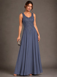 A-line 2 Pieces Chiffon Appliques Mother of The Bride Dresses with Jackets