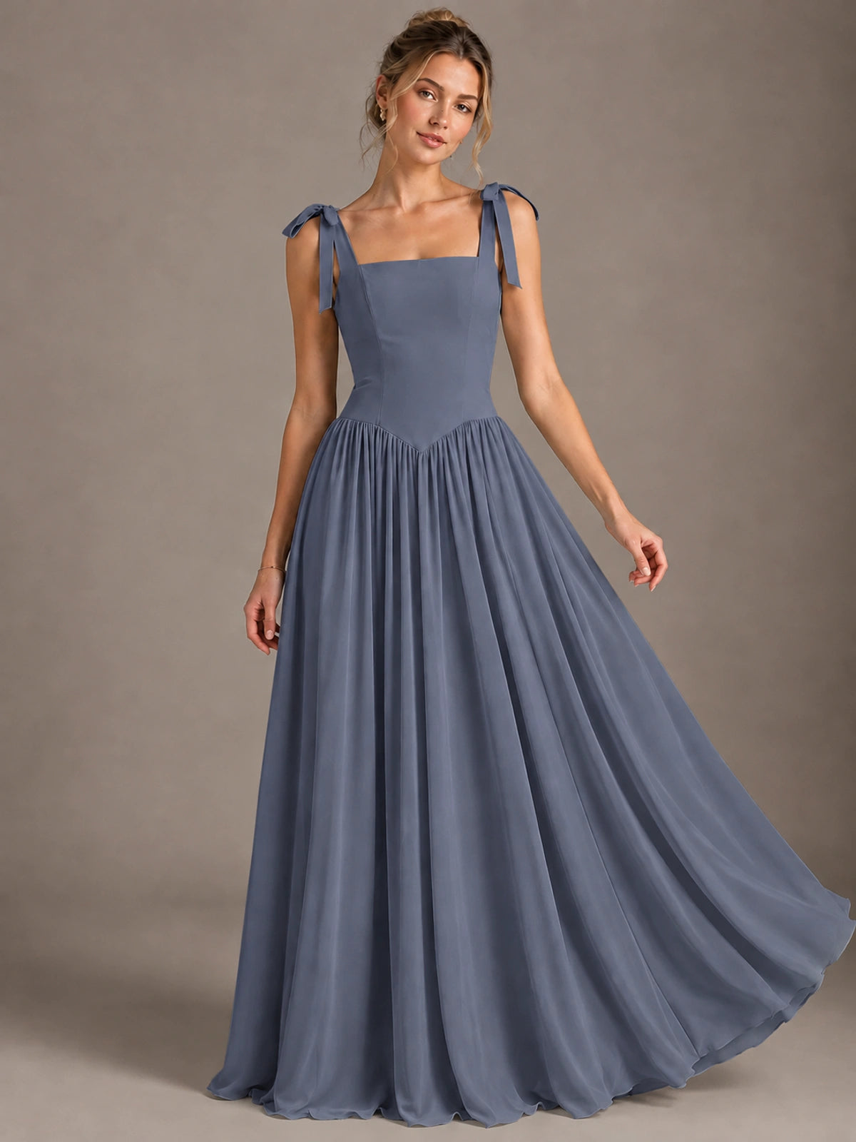 Square Neck A-Line Maxi Dress