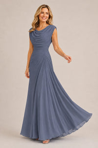 Cowl Neck Ruched Chiffon Mother of the Bride Dress