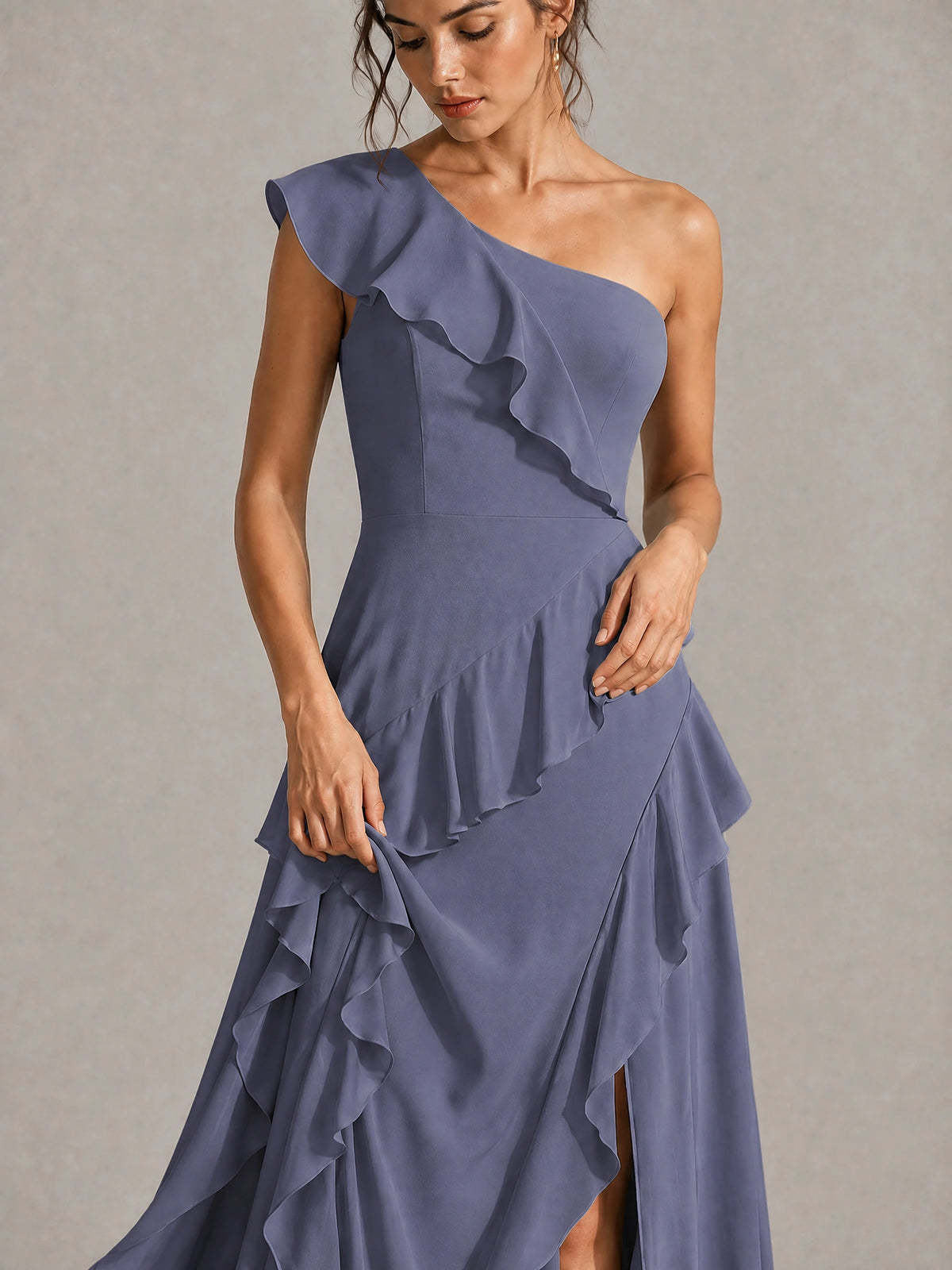 Sage Green One Shoulder Ruffle Bridesmaid Dress