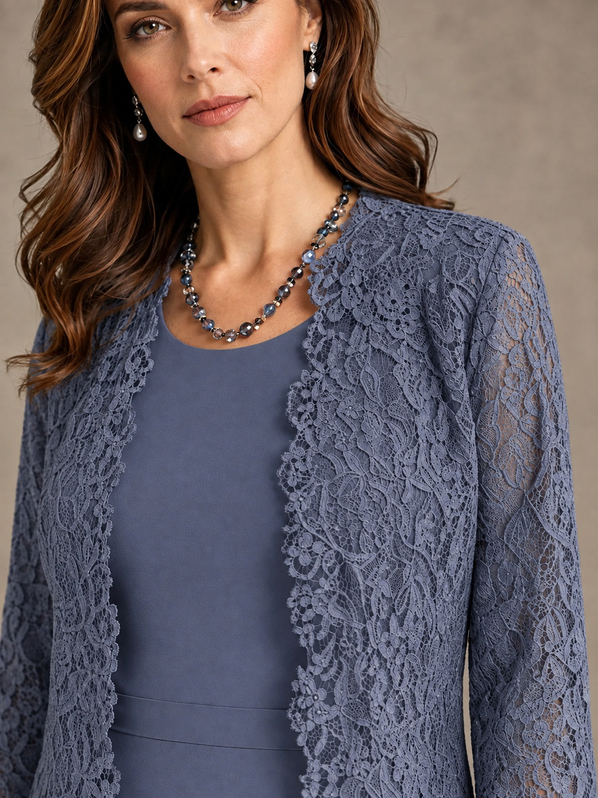2-Piece Chiffon Mother of the Bride Dress with Lace Jacket
