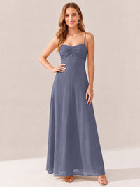 JOVELLEE Yellow Sweetheart Ruched Bust Chiffon Maxi Dress