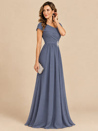 Cap Sleeve Mother of The Bride Dresses Long Chiffon Formal Gowns