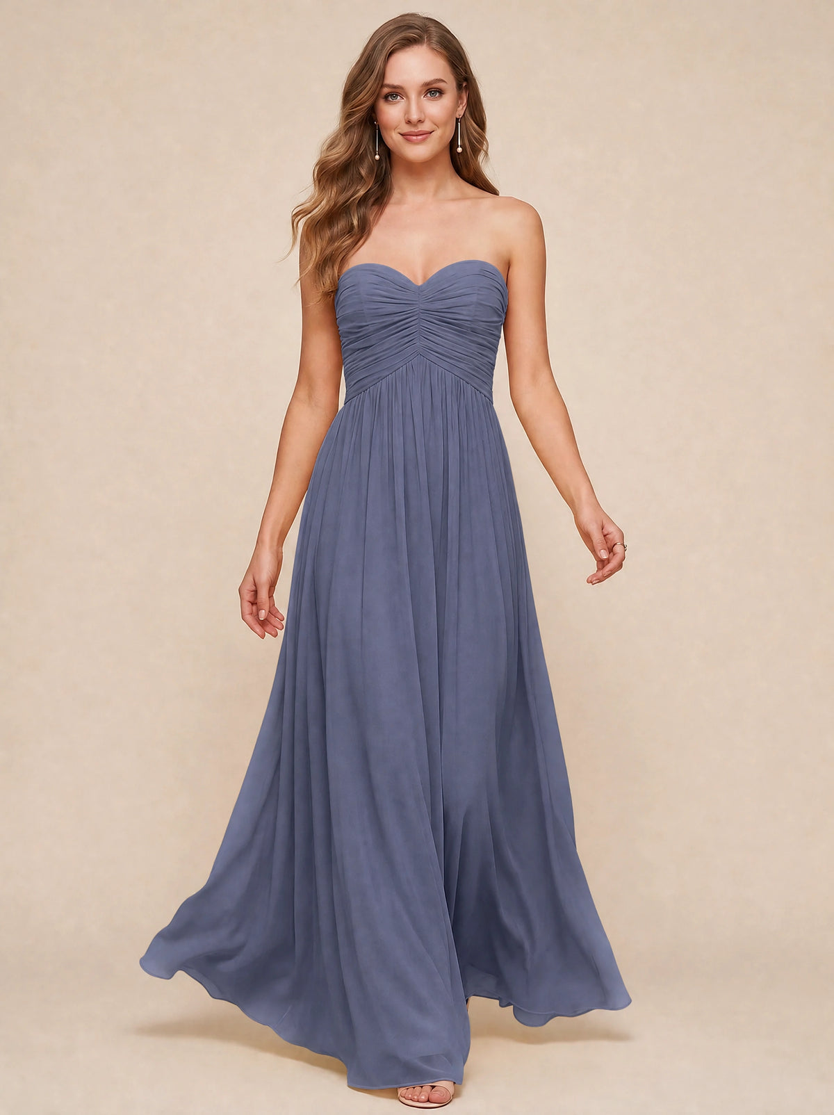 Strapless Pleated Chiffon A-Line Bridesmaid Dress