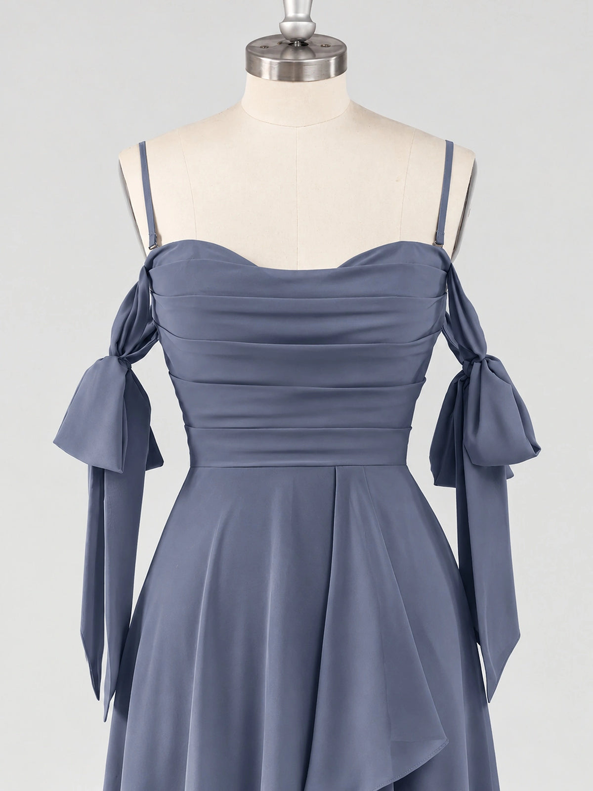 A-Line Ruffles Chiffon Bridesmaid Dress with Slit