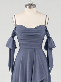 A-Line Ruffles Chiffon Bridesmaid Dress with Slit