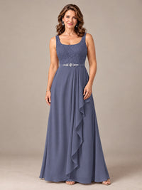 Blush Pink A-Line Mother of the Bride Dress with Lace Jacket and Ruffles