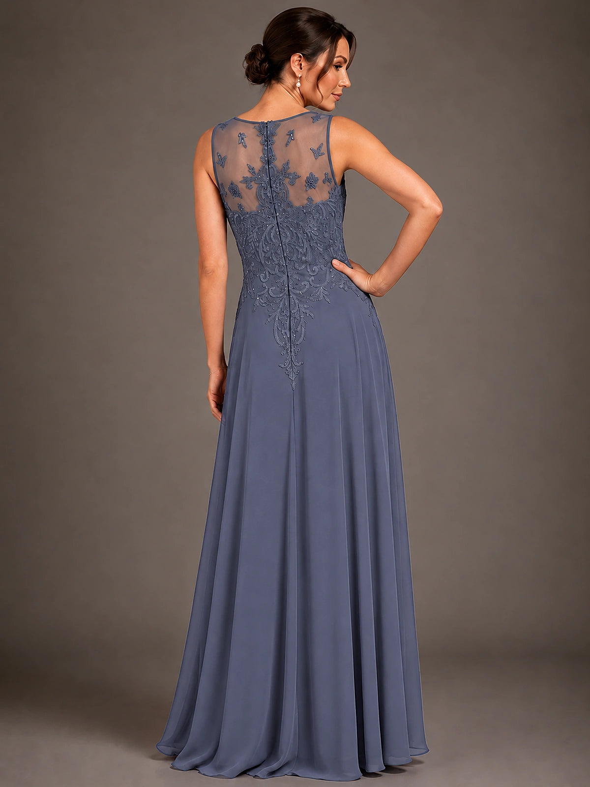 A-line 2 Pieces Chiffon Appliques Mother of The Bride Dresses with Jackets