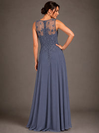 A-line 2 Pieces Chiffon Appliques Mother of The Bride Dresses with Jackets