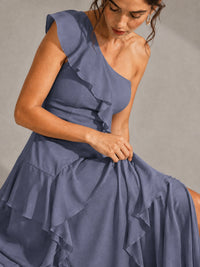 Sage Green One Shoulder Ruffle Bridesmaid Dress