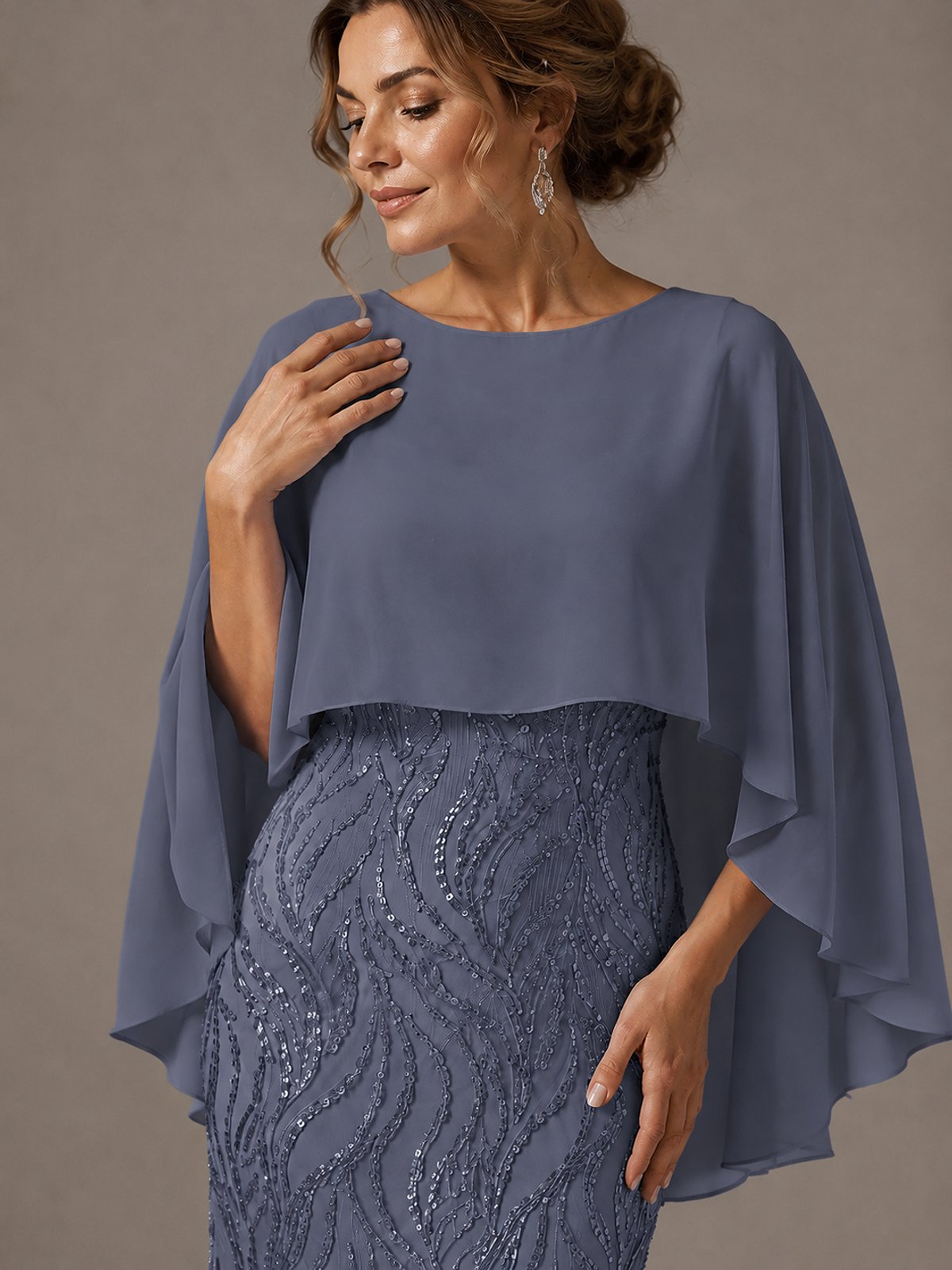 Light Blue Sequin 2 Pieces Mother of the Bride Dress