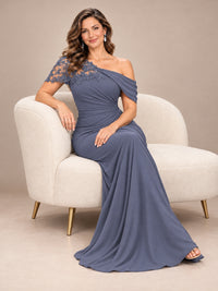 One Shoulder Chiffon Mother of The Bride Dress
