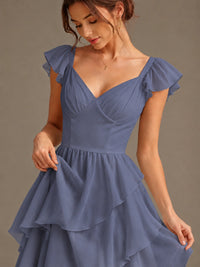 Ruffle Tiered V Neck Maxi Dress