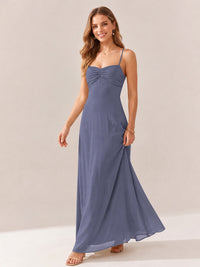 JOVELLEE Yellow Sweetheart Ruched Bust Chiffon Maxi Dress