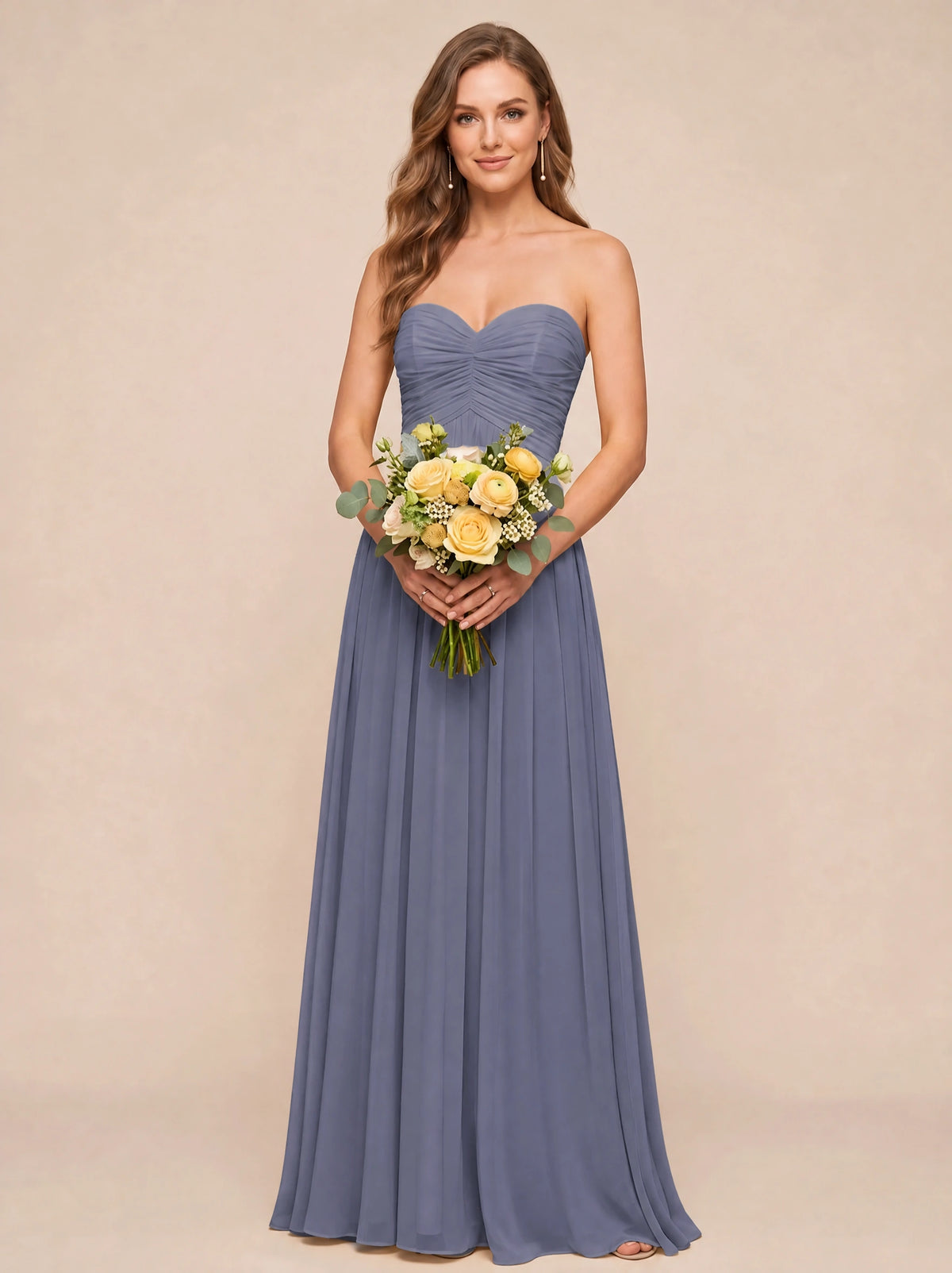 Strapless Pleated Chiffon A-Line Bridesmaid Dress