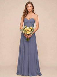 Strapless Pleated Chiffon A-Line Bridesmaid Dress