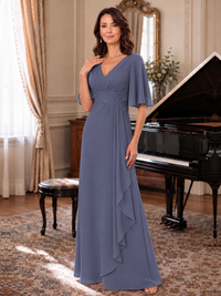 V-Neck Chiffon Lace Mother of the Bride Dresses