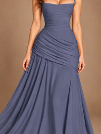 Butter Yellow Square Neck Ruched A-Line Prom Dress