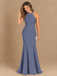Halter Neckline Lace Appliques Mother of The Bride Dresses