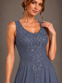 A-line 2 Pieces Chiffon Appliques Mother of The Bride Dresses with Jackets