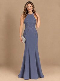 Halter Neckline Lace Appliques Mother of The Bride Dresses