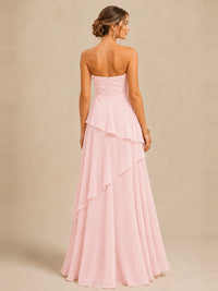 Strapless Chiffon Bridesmaid Dress with Tiered Ruffles