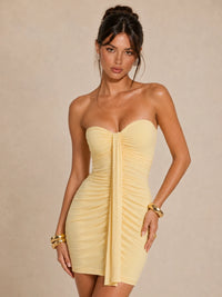 Strapless Ruched Homecoming Mini Dress with Draped Front