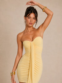 Strapless Ruched Homecoming Mini Dress with Draped Front